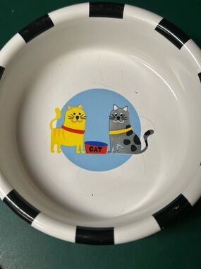 Signature Cat Bowl with Yellow & Gray Cat Illustration